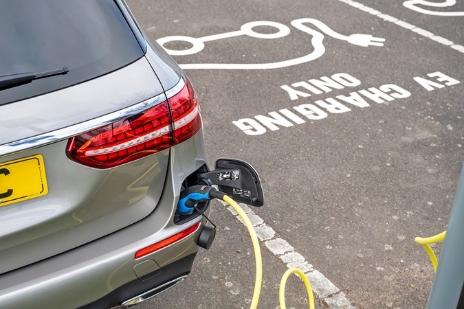 Should you choose full-electric or plug-in hybrid power for your next estate car - Mercedes estate plugged into charging point