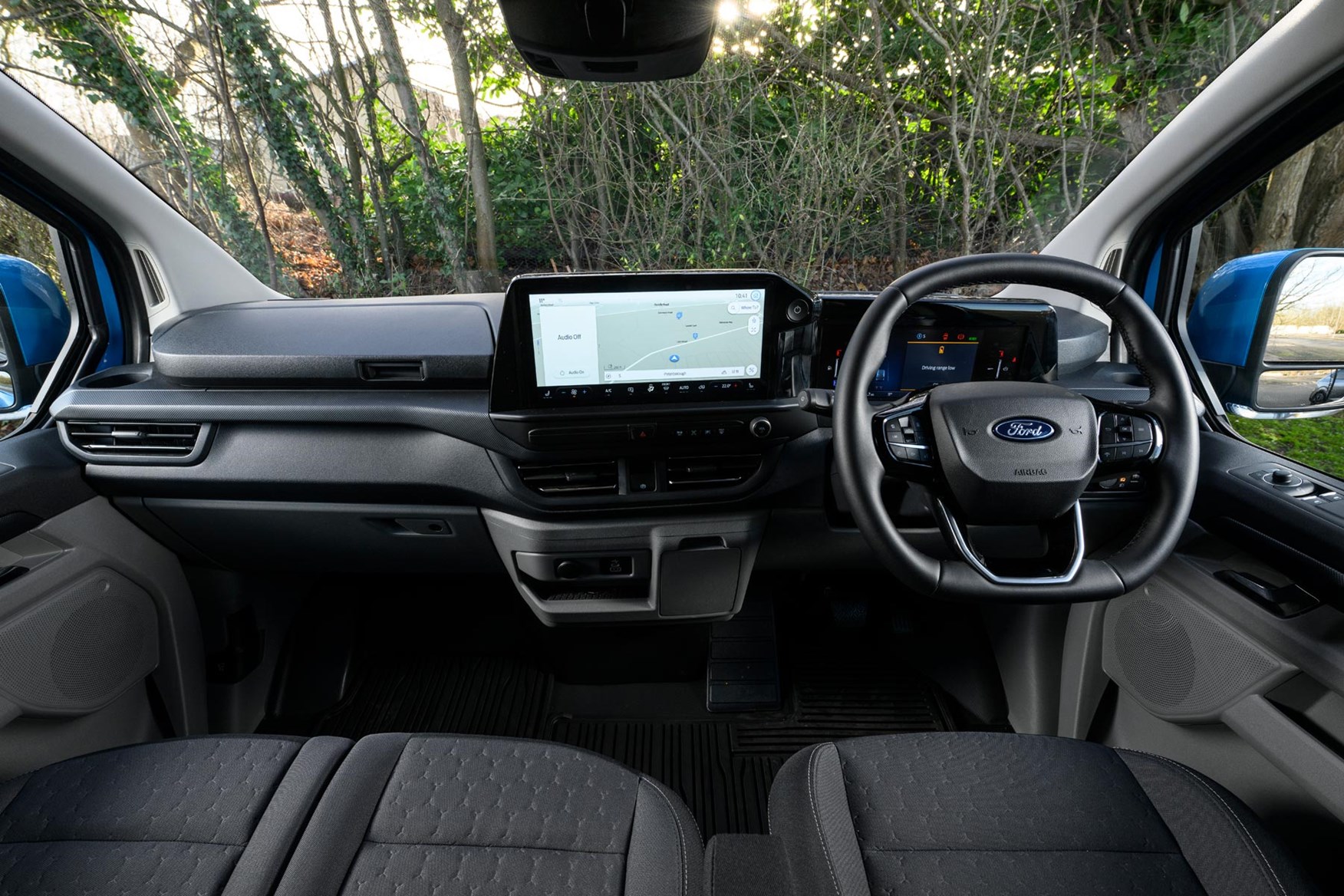 There are several clever touches in the Ford E-Transit Custom's cabin.