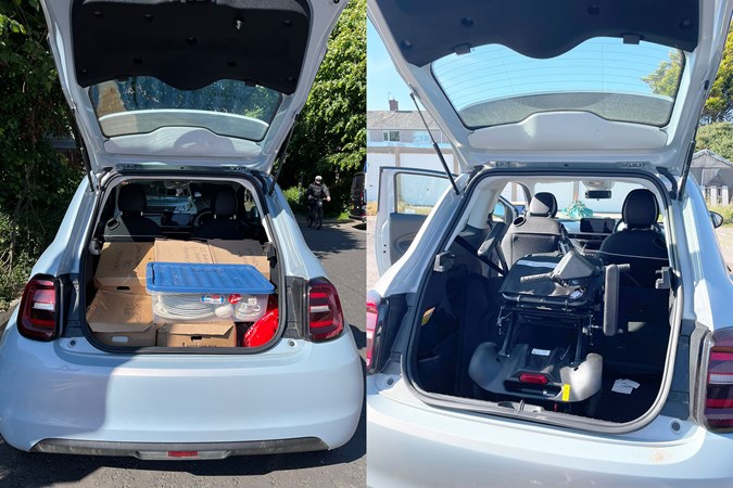 The Fiat 500e boot is usefully large once you fold the seats down.