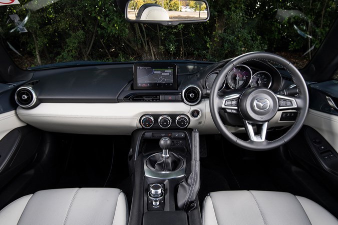 Mazda MX-5 review - interior with white leather