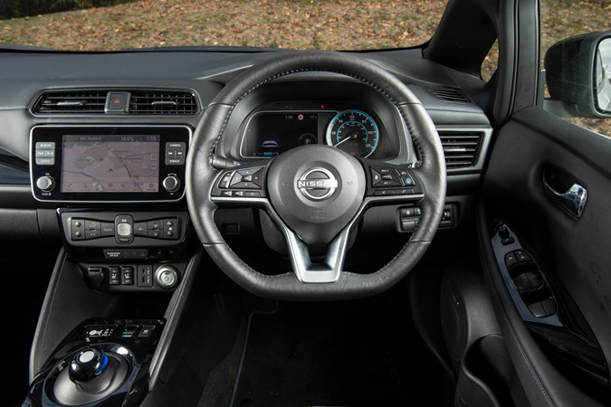 Nissan Leaf review, interior, steering wheel and instruments