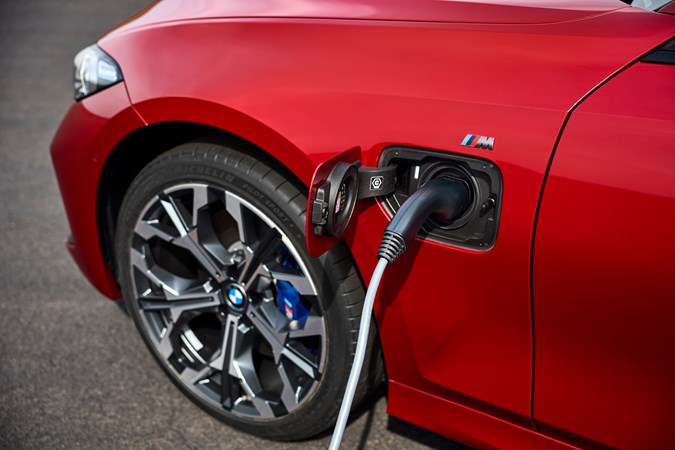 BMW 330e plug-in hybrid, plugged in charging