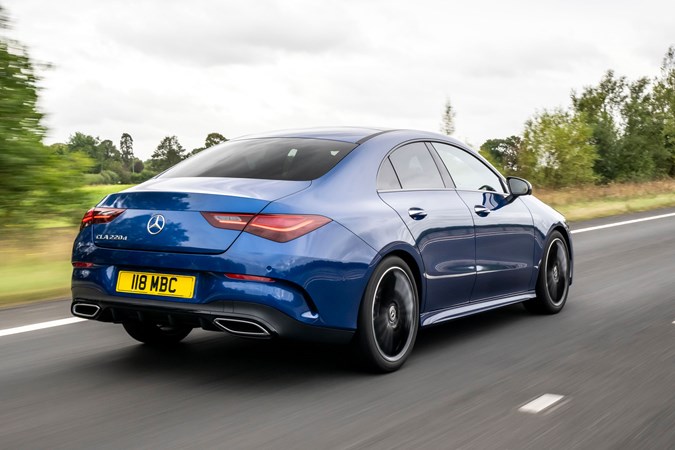 Mercedes CLA review - rear, blue, driving
