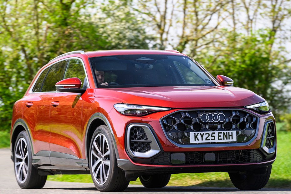 Audi Q5 review, red, driving, front three quarters | Parkers