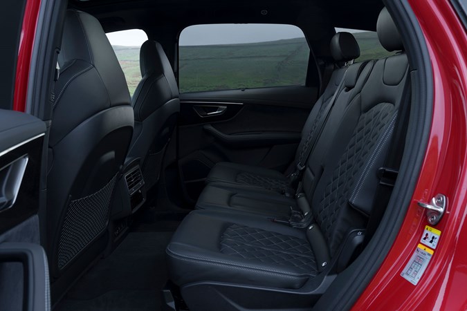 Audi Q7 (2025) review: rear seats, black leather upholstery