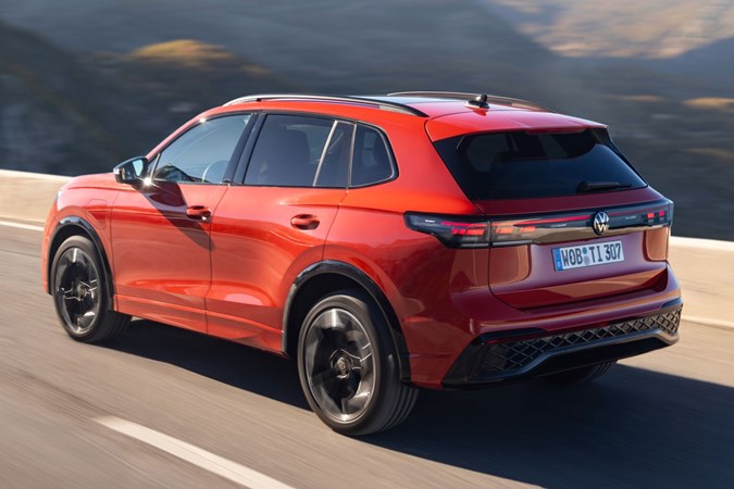 Volkswagen Tiguan eHybrid review - rear, orange, driving