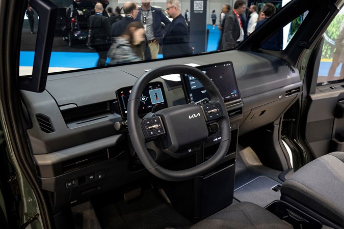 Kia PV5 electric van cab interior at the CV Show 2025.