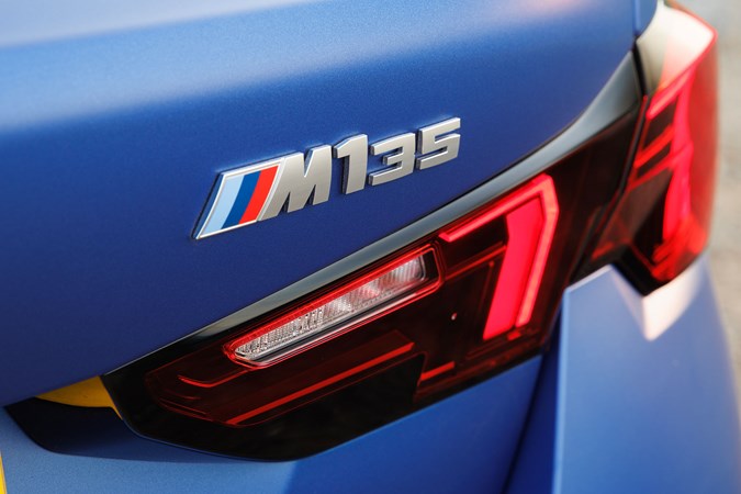 BMW M135 (2024) review: rear badge, matte blue paint