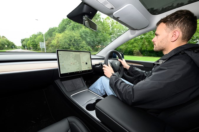 Tesla Model Y in-car driving