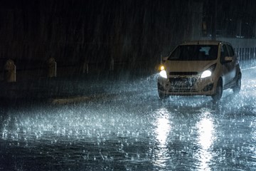 Driving in heavy rain