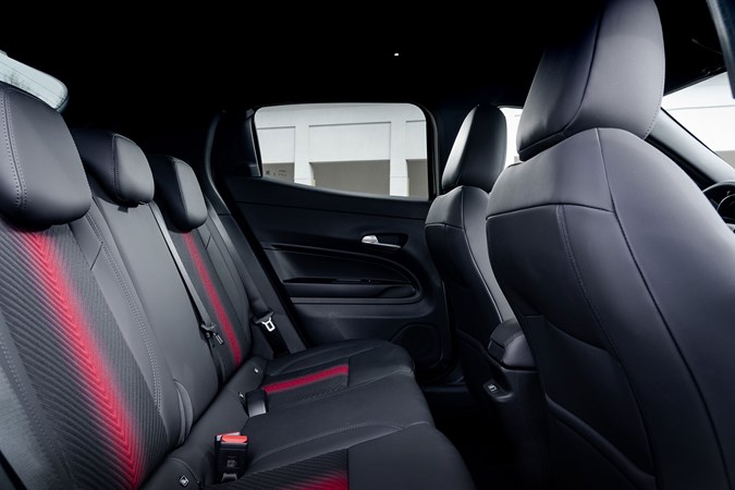 Alfa Romeo Junior Ibrida (2025) review: rear seats, black upholstery