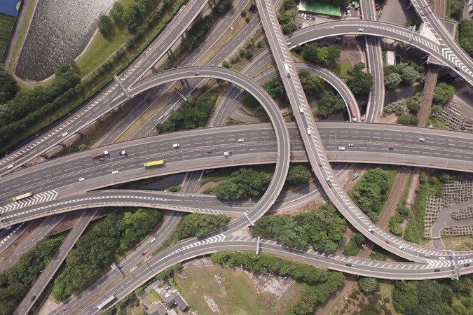 Aerial view of Spaghetti Junction