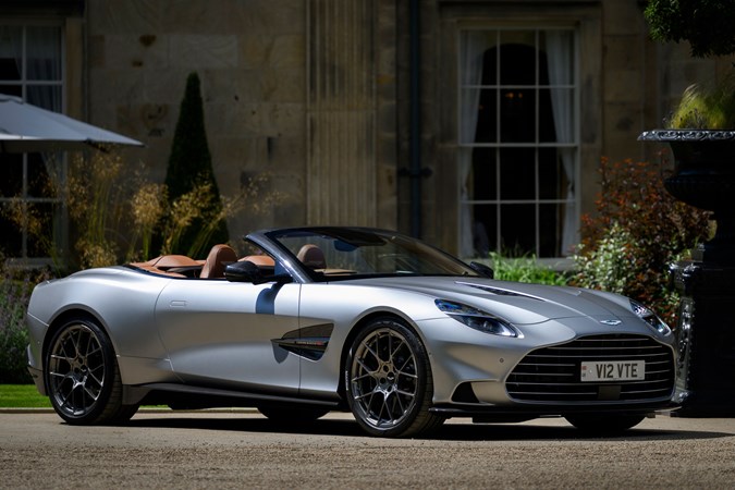 Aston Martin Vanquish Volante review - front, silver