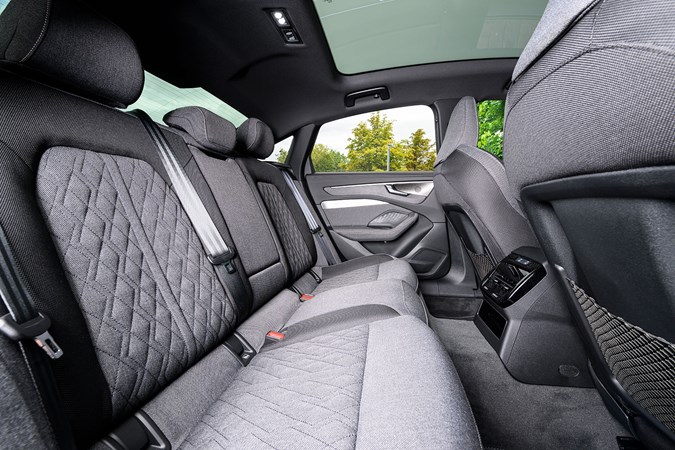 Audi A6 saloon (2025) review: rear seats, grey fabric upholstery