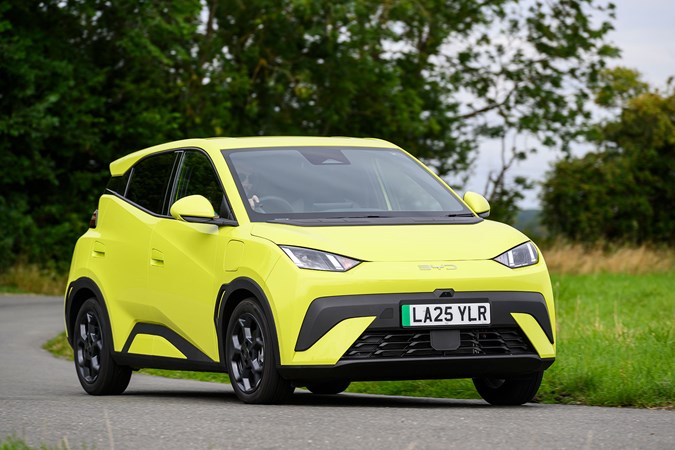 BYD Dolphin Surf (2025) review: front three quarter cornering, yellow paint