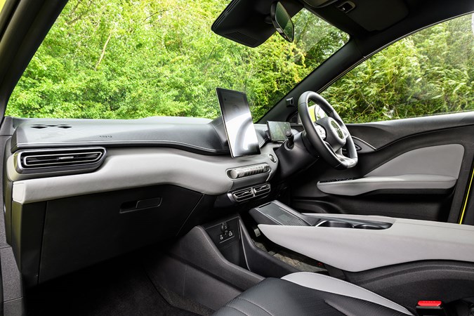 BYD Dolphin Surf (2025) review: front seats, black and grey faux leather upholstery