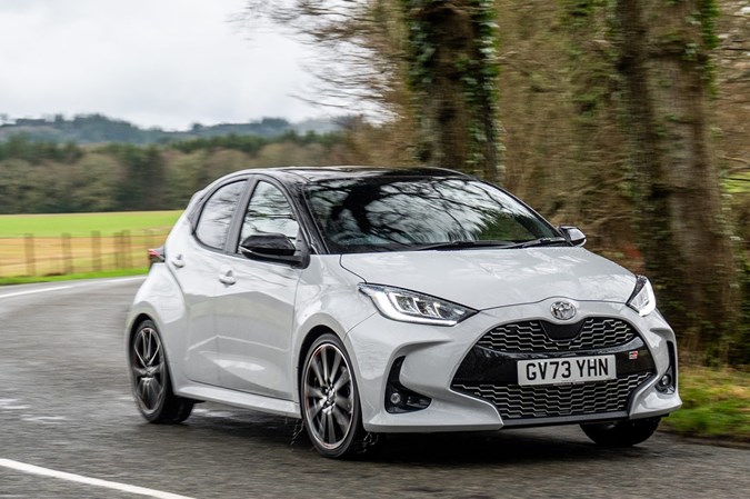 Toyota Yaris, white, driving, front three-quarters | Parkers