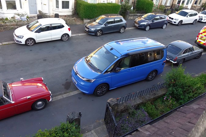 Image of a Volkswagen California parked on a residential street