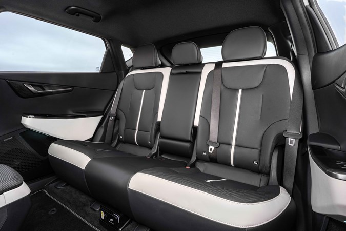 Kia EV6 review: rear seats, black and white upholstery