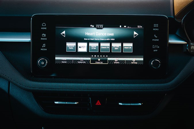 Skoda Fabia 2022 infotainment screen Skoda Fabia (2025) review: infotainment system, black upholstery