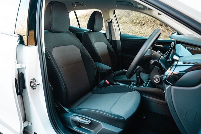 Skoda Fabia (2025) review: front seats, black and grey upholstery