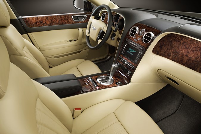 Bentley Continental Flying Spur – the passenger compartment, swathed in wood and leather