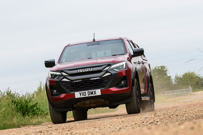 Isuzu D-Max V-Cross being driven on a gravel track