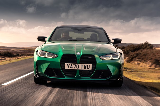 BMW M3 review: front driving, head on, green paint