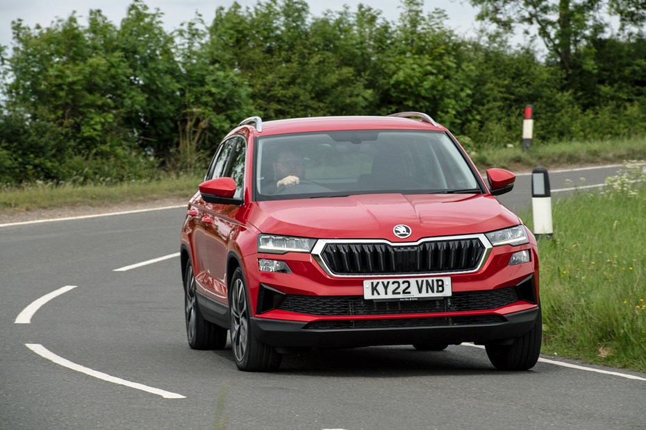 Skoda Karoq review, SE L, red, front view