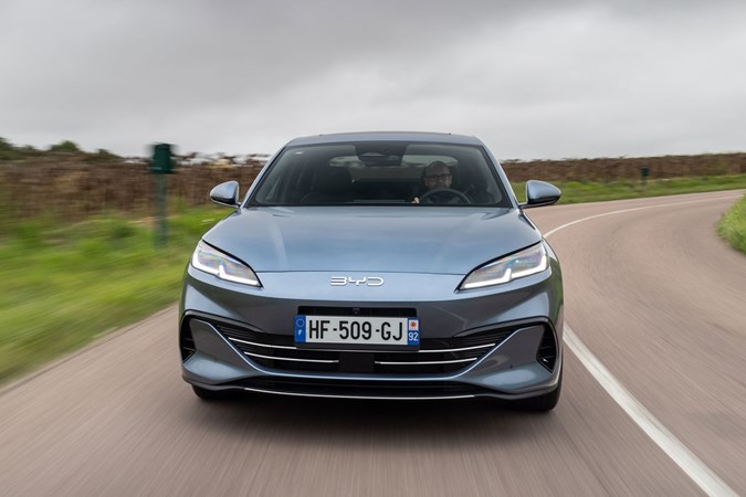 BYD Seal 6 DM-i saloon (2025) review: front driving, grey paint