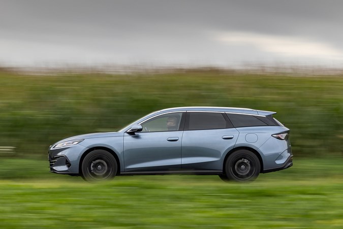 BYD Seal 6 DM-i Touring (2025) review: side view driving, grey paint