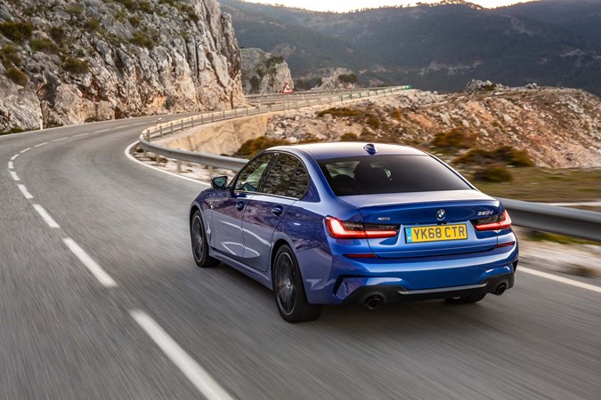 BMW 3 Series review - rear view, blue,