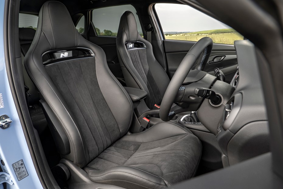 Hyundai i30 (2022) review - i30 N front seats, black and grey Alcantara upholstery