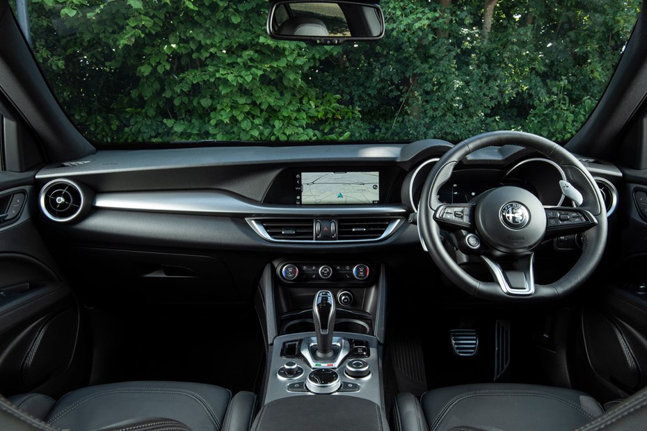 Alfa Romeo Stelvio review - 2023 facelift, front interior, driving position, dashboard