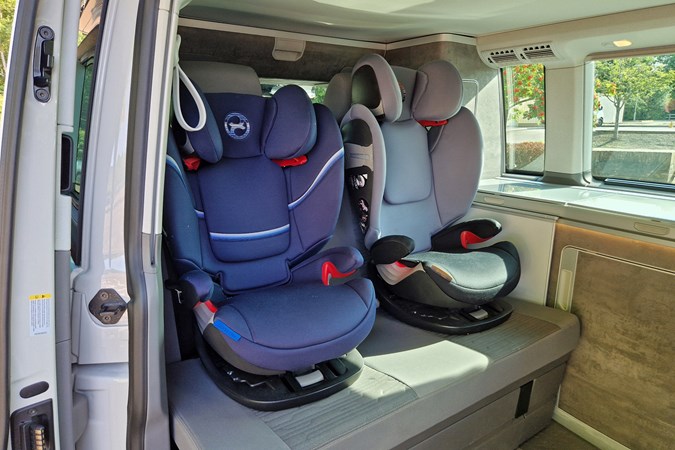 VW California T6 review - 6.1 child seats fitted to rear seats using Isofix mounting points, Bauer Media exclusive image