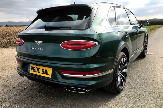 Bentley Bentayga review - rear view, green