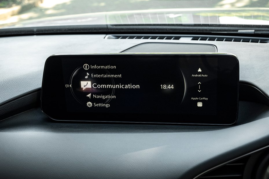 Mazda 3 (2023) review: infotainment system, black upholstery