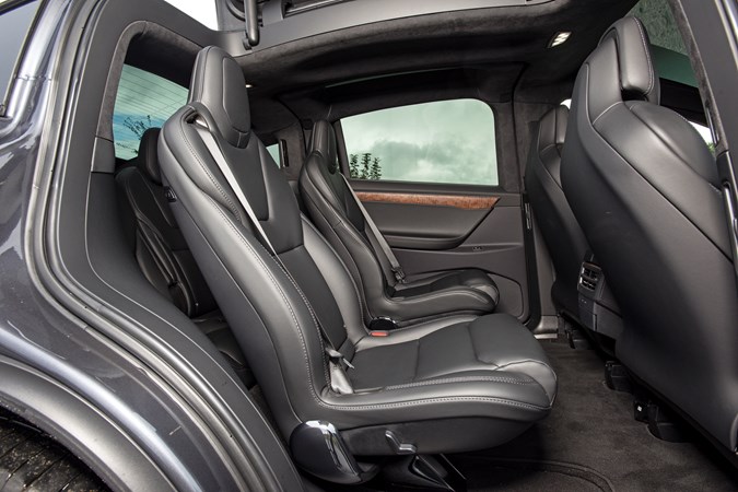 Grey 2019 Tesla Model X SUV middle-row seats