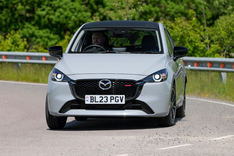 Mazda2 dynamic front cornering in grey