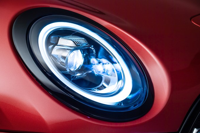 Red 2019 MINI Clubman LED headlamp detail