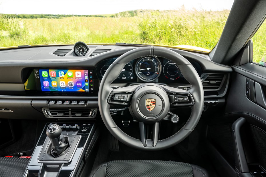 Porsche 911 review (992) - Carrera T, interior, steering wheel, dashboard, infotainment