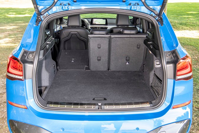 Blue 2019 BMW X1 boot space with 40:20:40 split rear seats