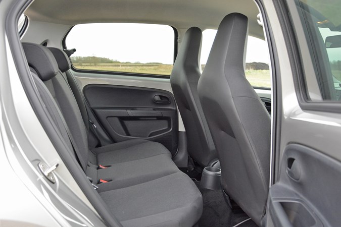 Silver 2020 Volkswagen e-Up rear seats