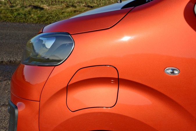 Orange 2021 Vauxhall Vivaro-e Life charge port flap
