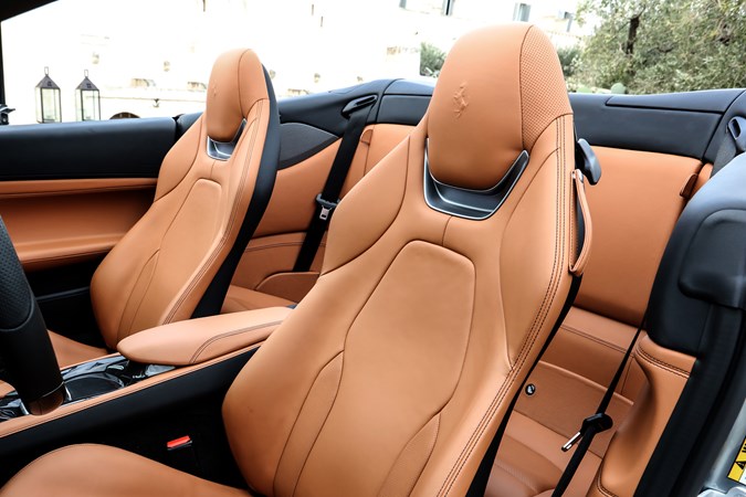 The seats in the Ferrari Portofino are thinner but still very comfortable
